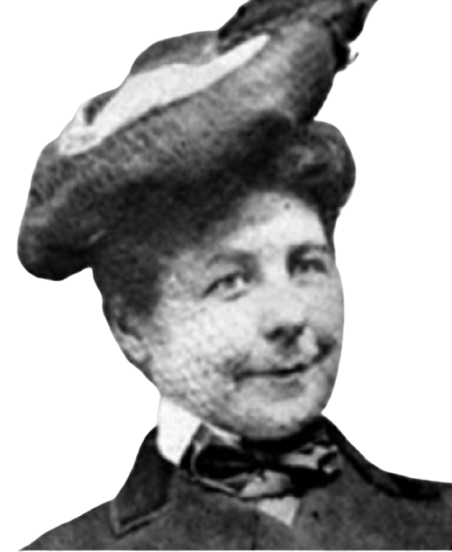 Schick gekleidete & lächelnde Frau mit großem Hut und dunklen kurzen Haaren namens Mary Anderson