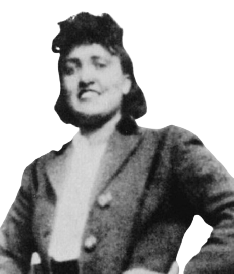 Eine junge lächelnde Frau mit Kopfschmuck und schickem Mantel namens Henrietta Lacks